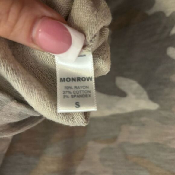 Monrow Camo Crewneck Pullover Sweatshirt Sweater XS - Picture 5 of 6